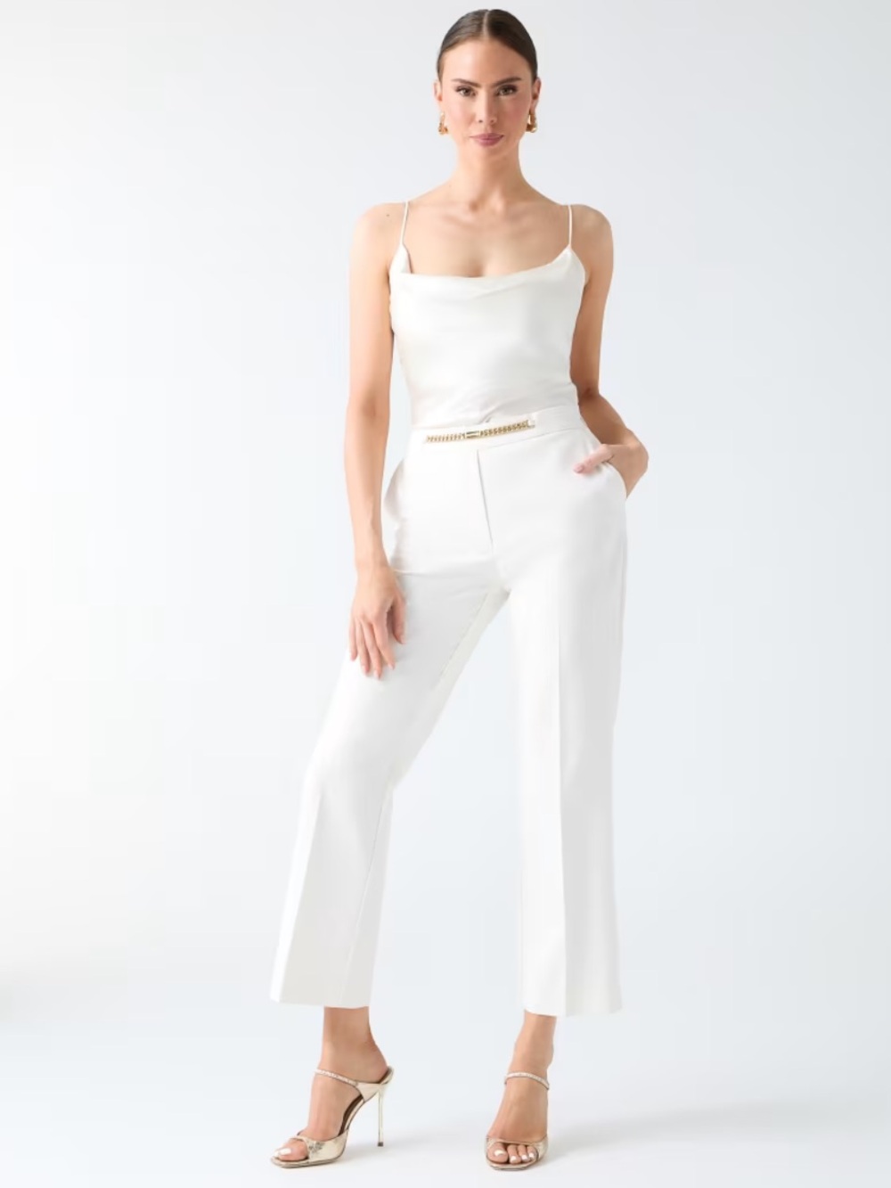 Marciano Elegant White High-Waist Wide-Leg Chino Pants - Size L
